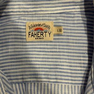 Faherty Brand Movement™ Shirt Blue White Thin Stripe Men's Large